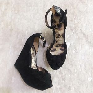 Black Suede Sam Edelman Platform Wedges